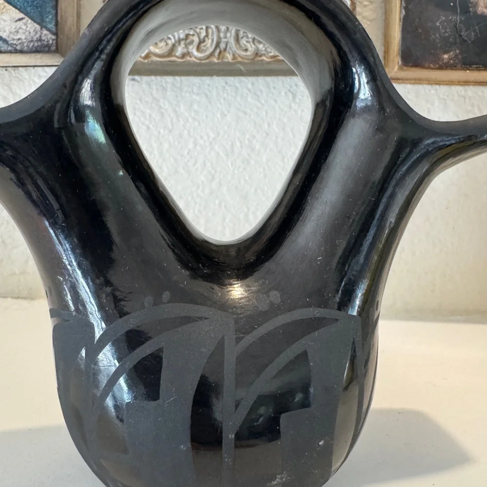 Santa Clara Pueblo Blackware‎ Wedding Vase by Birdell Bourdon
